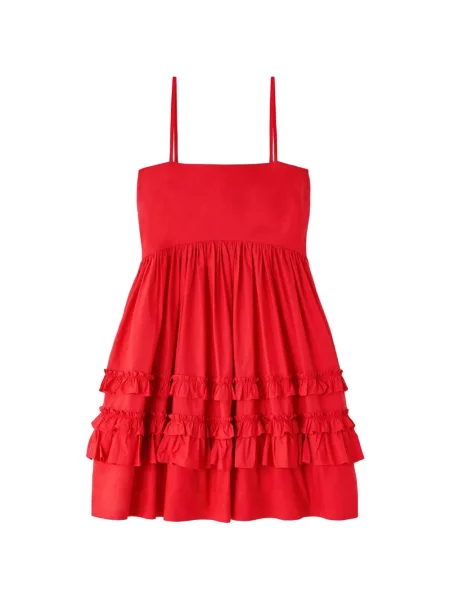 Rochie mini Ganni cu volane roșu