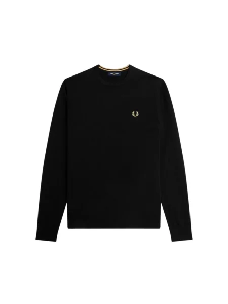 Lekka bluza Fred Perry klasyczna z dekoltem w kształcie litery U czarna
