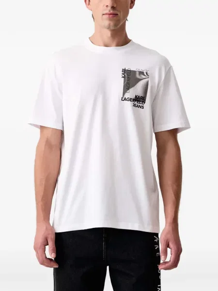 Koszulka Karl Lagerfeld Jeans z nadrukiem biała