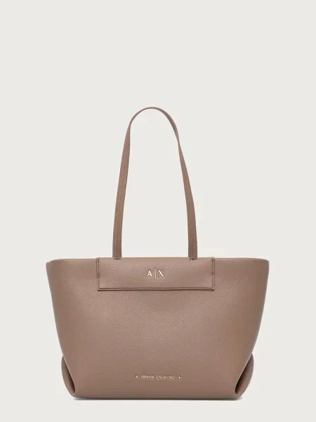 Geantă shopper Eax din piele bej