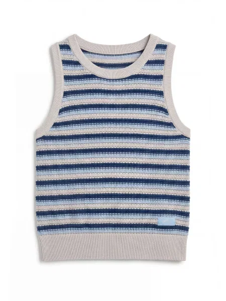 Pegador Top brodat Parma bleumarin / albastru deschis / taupe gri