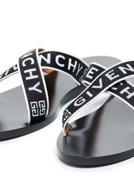 Sandale Givenchy fără toc cu bretele cu autograf negru