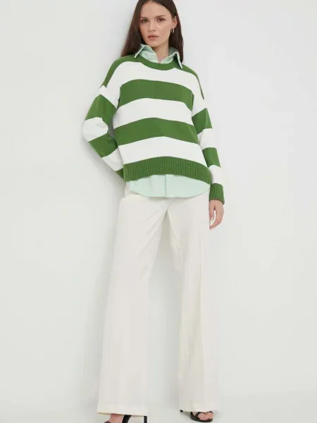 Штани Sisley прямі висока посадка бежевий