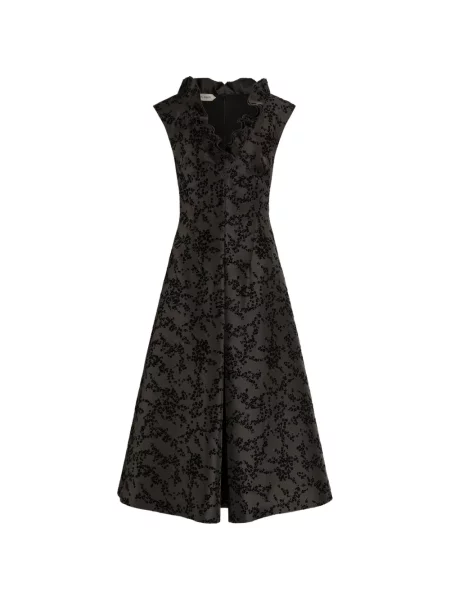 Rochie midi Alberta Ferretti cu model floral cu volane gri