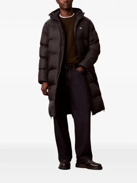Lung geacă Calvin Klein cu glugă negru