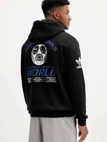 Hanorac cu glugă Adidas Originals cu glugă negru