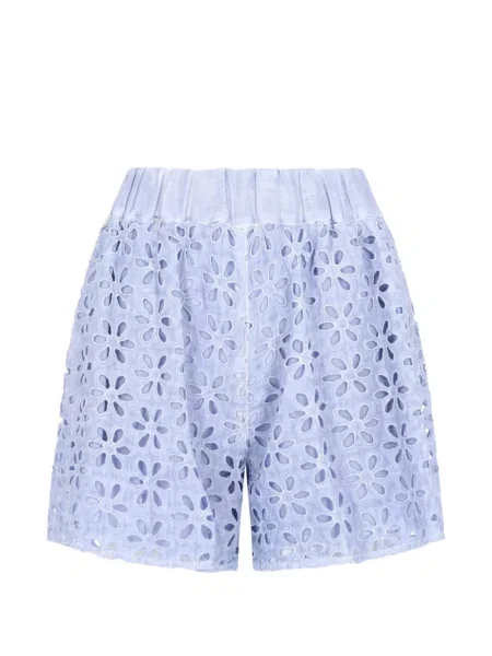 Pantaloni scurți 120% Lino cu broderie albastru