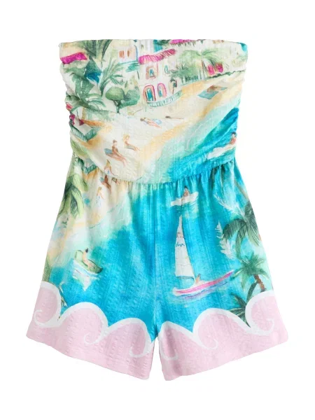 Next Salopeta nisipiu / albastru regal / verde / roz / roz alb