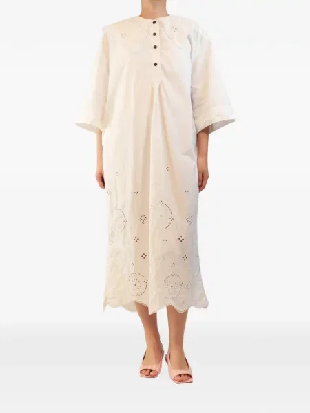 Rochie midi Ganni cu broderie alb
