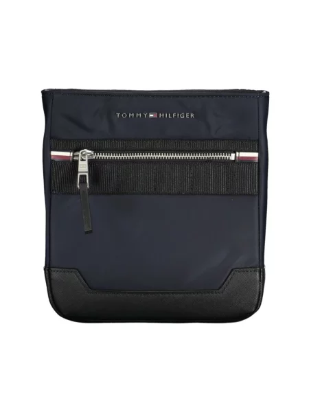 Lniana torba crossbody Tommy Hilfiger biznesowa niebieska