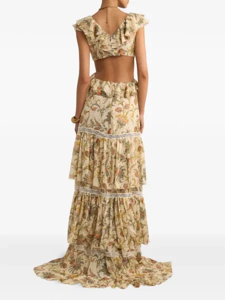 Rochie Etro cu model floral cu imagine de costum galben
