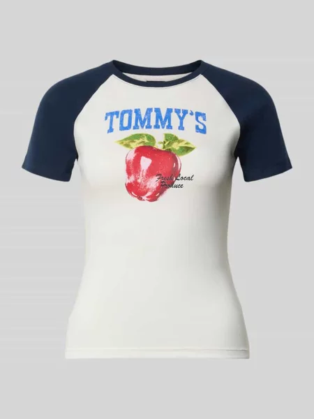 T-shirt o kroju slim fit z mieszanki bawełny Tommy Jeans biała