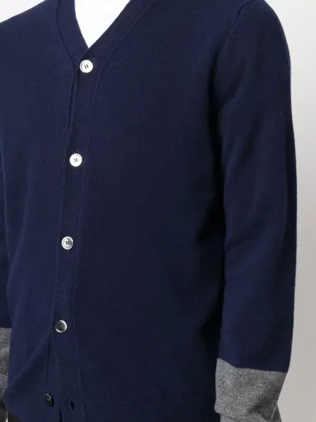 Cardigan Comme Des Garçons Shirt de lână cu decolteu în V albastru