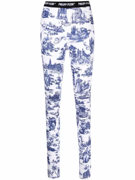 Leggings Philipp Plein cu broderie albastru