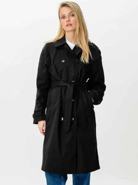 TEESHOPPEN Palton de primăvară-toamnă Linea Trenchcoat negru