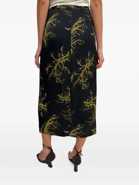 Fustă midi Rodebjer cu model floral cu imagine plic negru