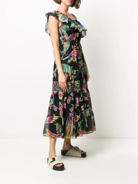 Rochie Red Valentino cu imagine cu un umăr gol de costum negru