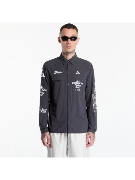 Cămașă Nike ACG Aireez UV Protection Button-Up Long-Sleeve Graphic Top Dk Smoke Grey/ White XS alb