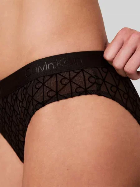 Figi z obszyciem z półprzezroczystego materiału z siateczki Calvin Klein Underwear czarne