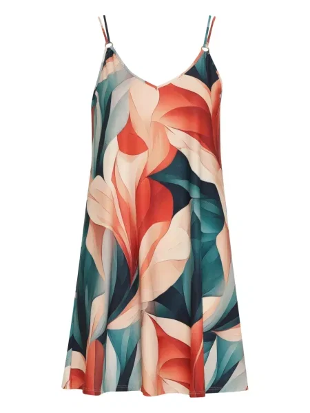 Мини рокля Lygia & Nanny на цветя с принт с V-образно деколте червено