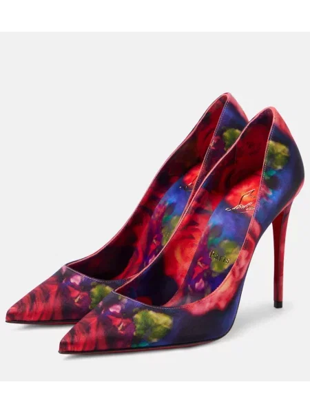 Pantofi cu toc Christian Louboutin din satin cu model floral