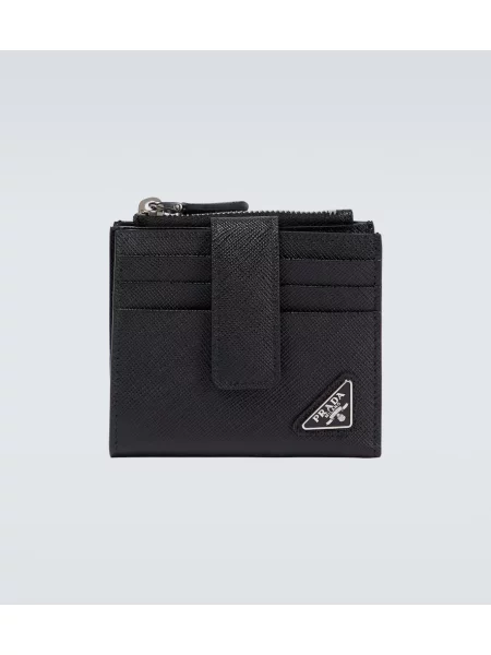 Usnjena denarnica Prada črna