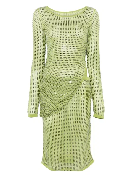 Sukienka midi Christopher Esber do kolan garniturowa zielona