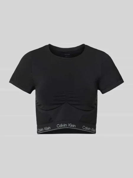 T-shirt krótki z detalami z logo Calvin Klein Underwear czarna