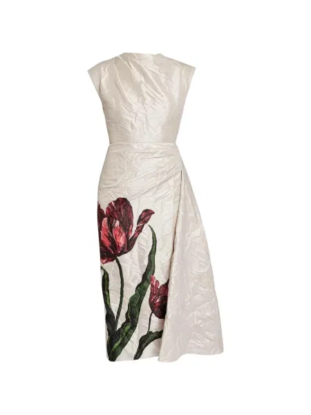 Rochie midi Erdem cu model floral cu imagine cu mâneci scurte