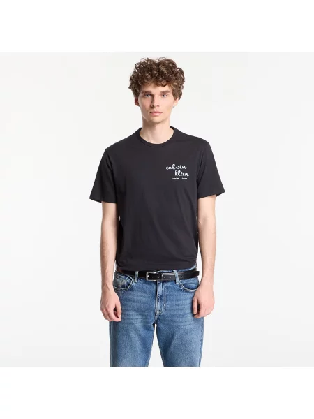 Tricou Calvin Klein Jeans Ss Eu Ck Trvl Lines Seasonal Tee Black XL negru