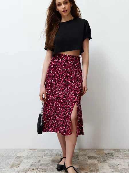 Fustă midi Trendyol cu model floral