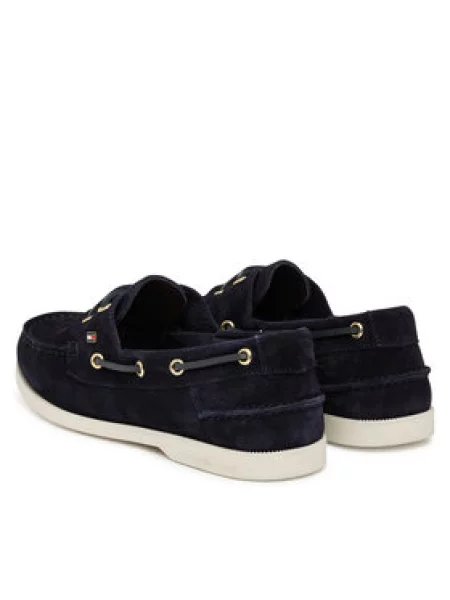 Mokasinai Tommy Hilfiger Hilfiger Suede Boat Shoe Tamsiai mėlyna