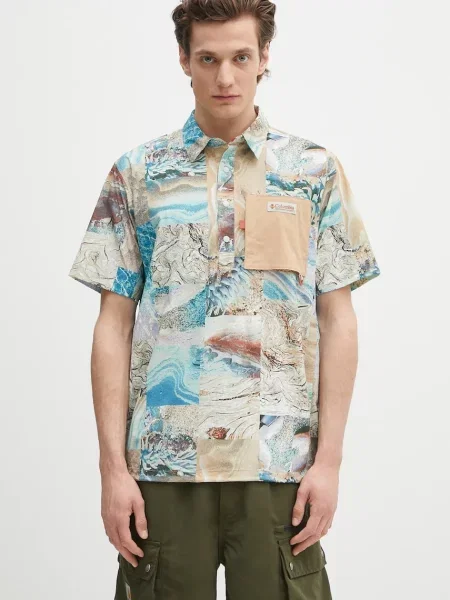 Columbia tricou polo Cove Beach cu imprimeu bej