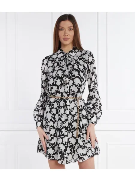 Michael Kors Rochie cu cordon cu adaos de mătase negru