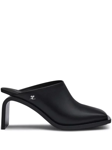 Papuci tip mules Courreges din piele negru