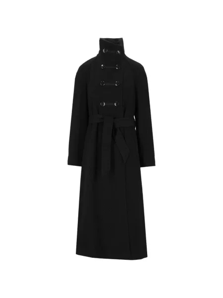 Cu centură palton Emporio Armani cu două rânduri de nasturi negru