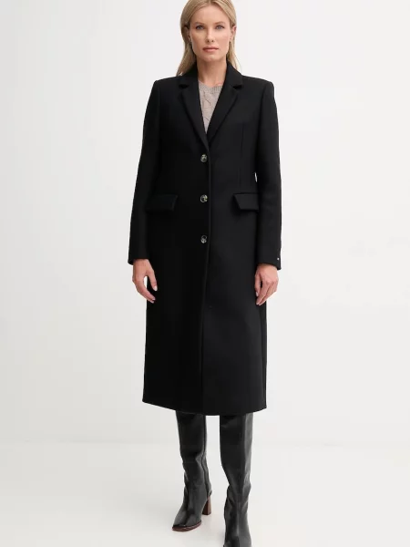 Plašč z dodatkom volne Tommy Hilfiger črna