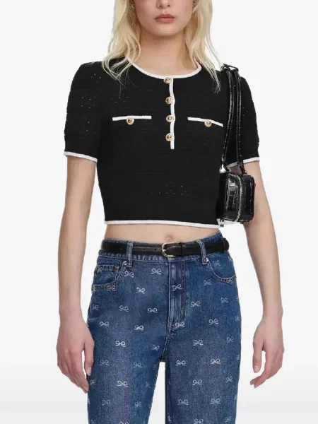 Top Self-portrait tricotate negru