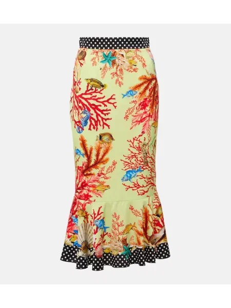 Fustă midi Dolce&gabbana de mătase cu imagine până la genunchi