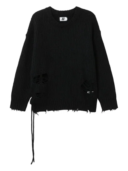 Pulover Izzue zdrențuiți din dantelă negru