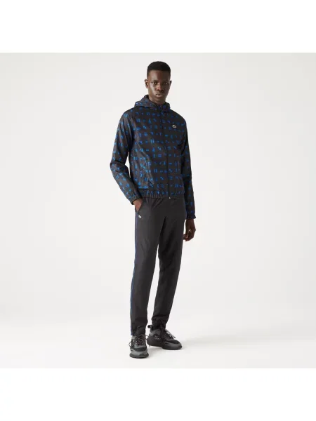 Lacoste Dres Sport Z Długim Rękawem Z Kapturem Ze Wzorem Regular Fit granatowy