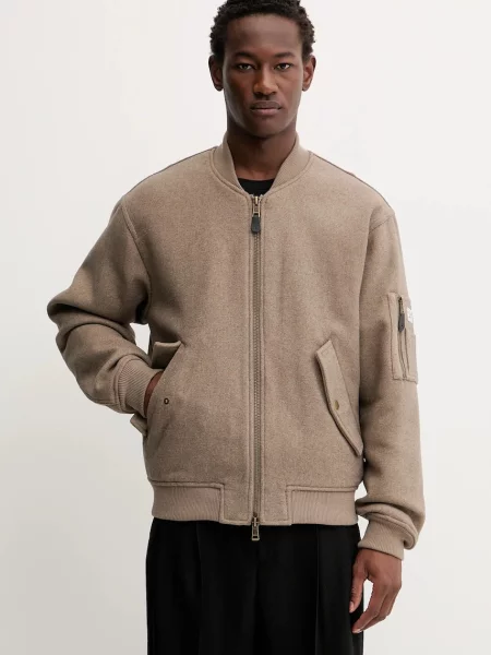 Guess Jeans jachetă bomber din lână maro