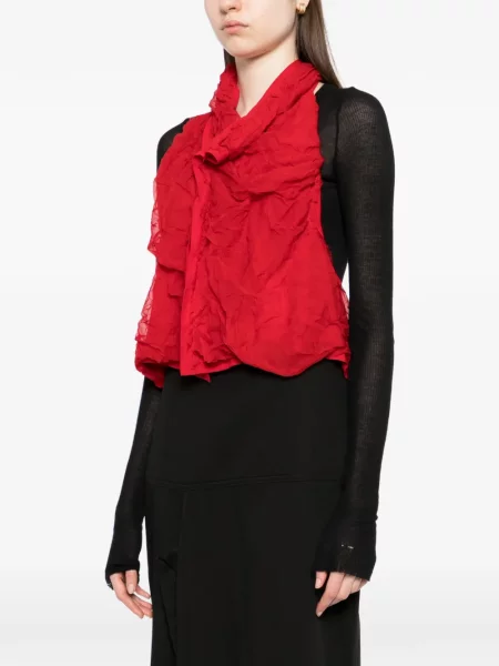 Top Yohji Yamamoto din șifon roșu