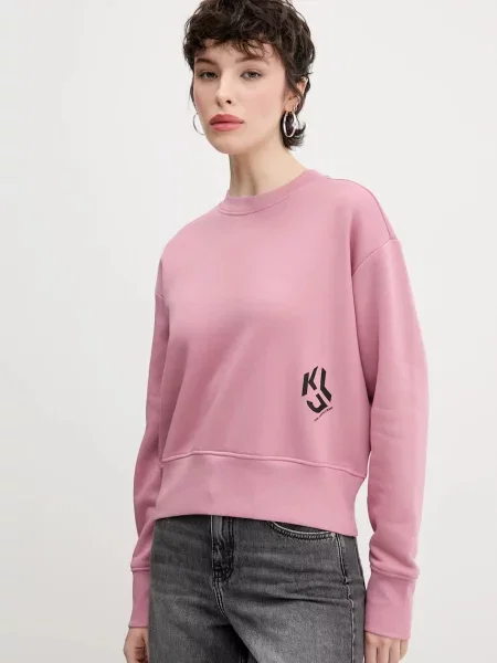 Суитчър Karl Lagerfeld Jeans с принт розово