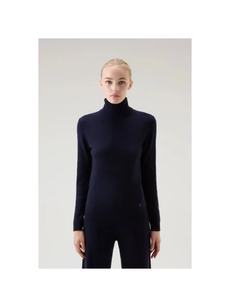 Sweter Woolrich wełniany niebieski