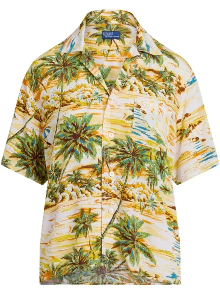 Polo Polo Ralph Lauren z twillu do kolan plisowane żółte