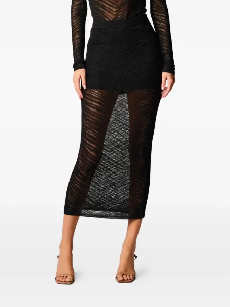 Fustă midi Hevron cu model paisley negru