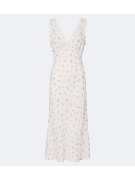 Rochie midi Rixo cu model floral alb