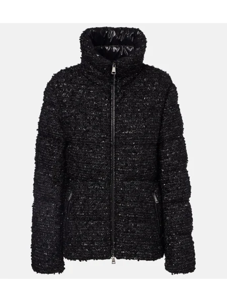 Kurtka puchowa Moncler tweedowa czarna