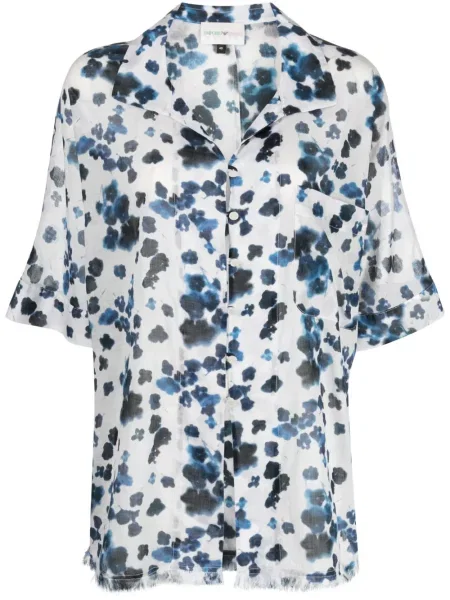 Koszula Emporio Armani z nadrukiem w abstrakcyjne wzory niebieska